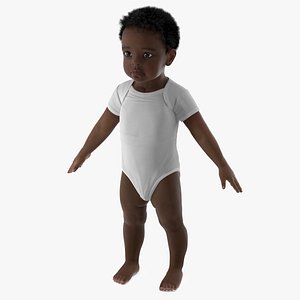 Baby Boy Dark Skinned Wearing Bodysuit A-Pose