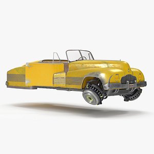 Old Hover Retro Car Yellow Rigged 3D