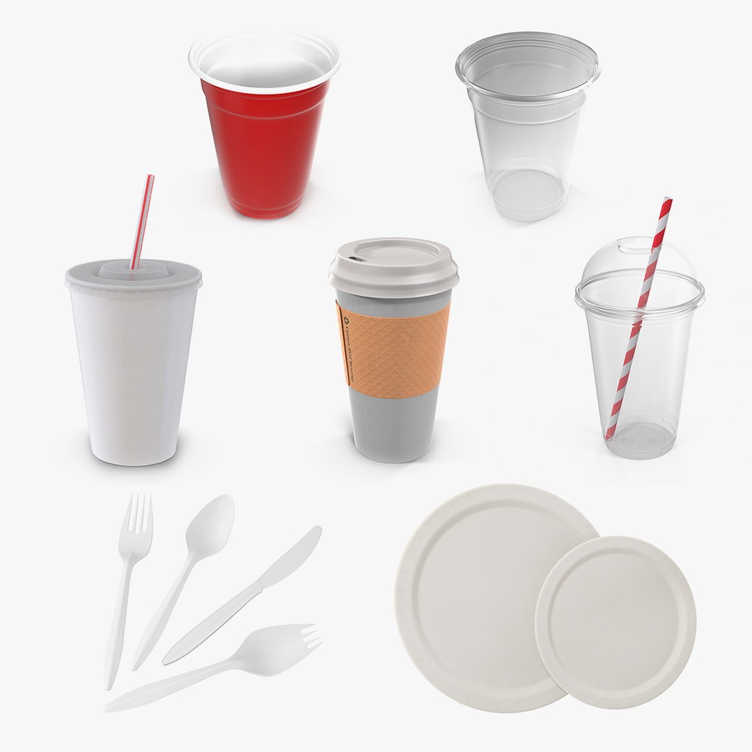 Disposable Tableware Collection 2 3D model preview