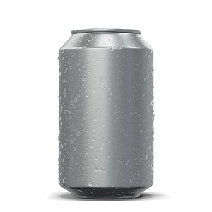 3D Sodacan 330ml with droplets model