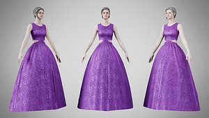 Dress 32 Royal Velvet Purple With Design