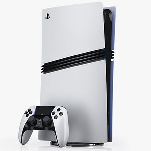 Sony Playstation 5 Pro and Dualsense Edge Controller 3D model