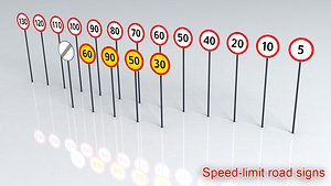 3d signs speed limits model