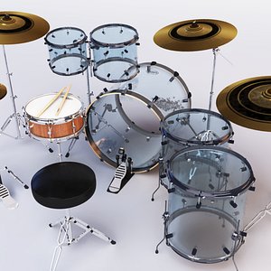 acrylic drumset 3d ma