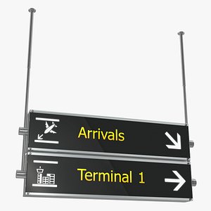 airport signs arrivals terminal 3D