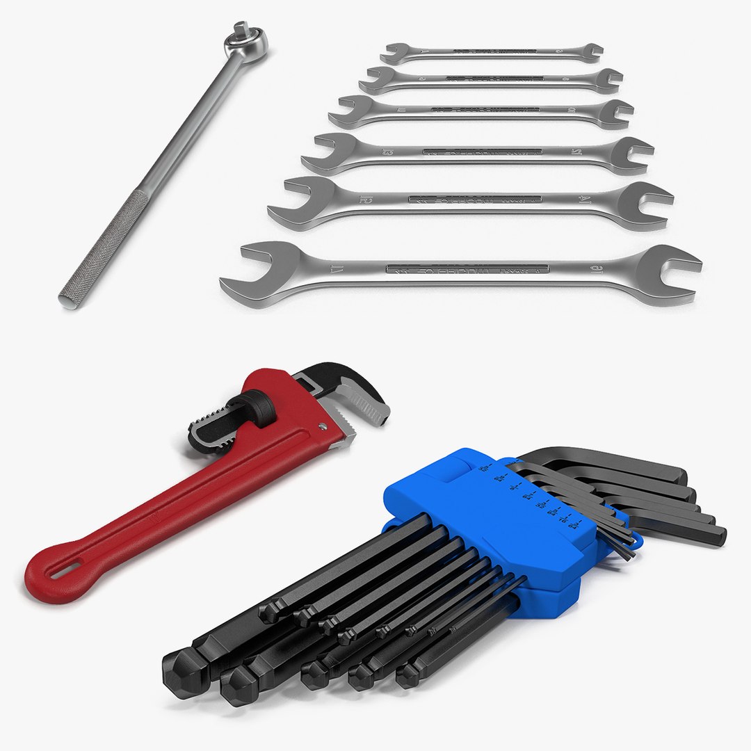 Wrenches Collection 2 3D model preview