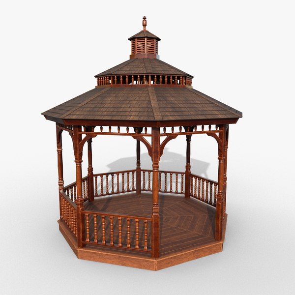 Garden Gazebo White Game Ready 2 3D model TurboSquid 2001482
