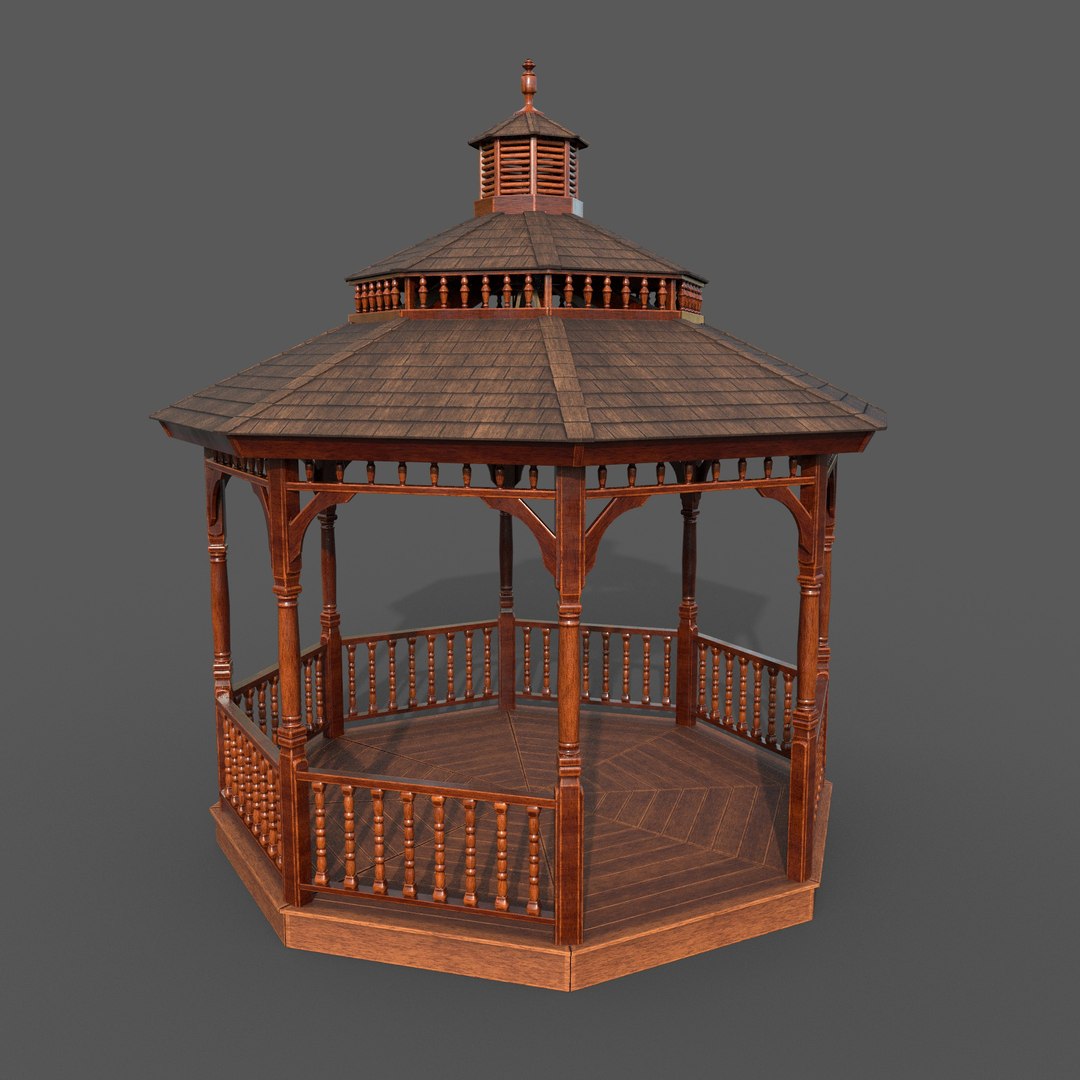 Garden Gazebo White Game Ready 2 3D Model TurboSquid 2001482