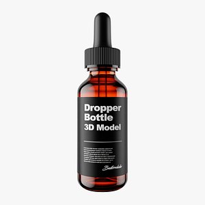Clear Glass Droplet Bottle 3D Model - Medical and Cosmetic Use