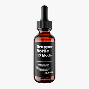 Clear Glass Droplet Bottle 3D Model - Medical and Cosmetic Use