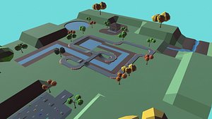 3D model race track low-poly