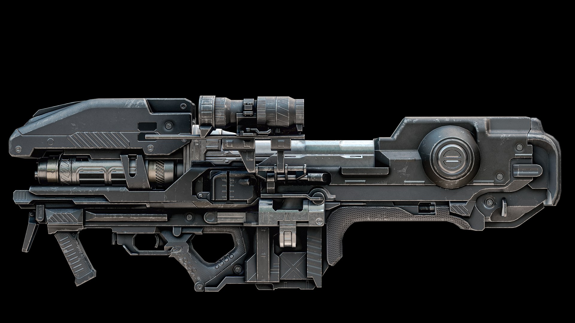 Sci-Fi Heavy Rifle Machine Gun PBR 3D Model - TurboSquid 2311576