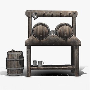 Medieval beer barrels model