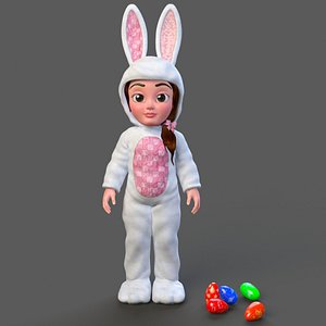 3d model cartoon little girl minah