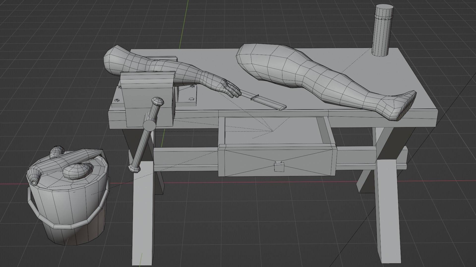 Butchery Vessel Grip Clamp Slaughter Table Blade  Harvester Pail 3D model https://p.turbosquid.com/ts-thumb/O3/ZSh4VB/DD/tableworkbenchwireframe/jpg/1692631131/1920x1080/fit_q87/d59715b1f1759485dd19c1414b2f780f1d26df67/tableworkbenchwireframe.jpg
