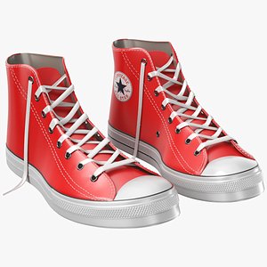 Red Detailed Sneakers Shoes 3D model