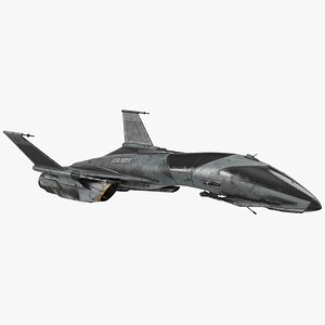 Dirty Futuristic Fighter Spaceship Rigged for Maya
