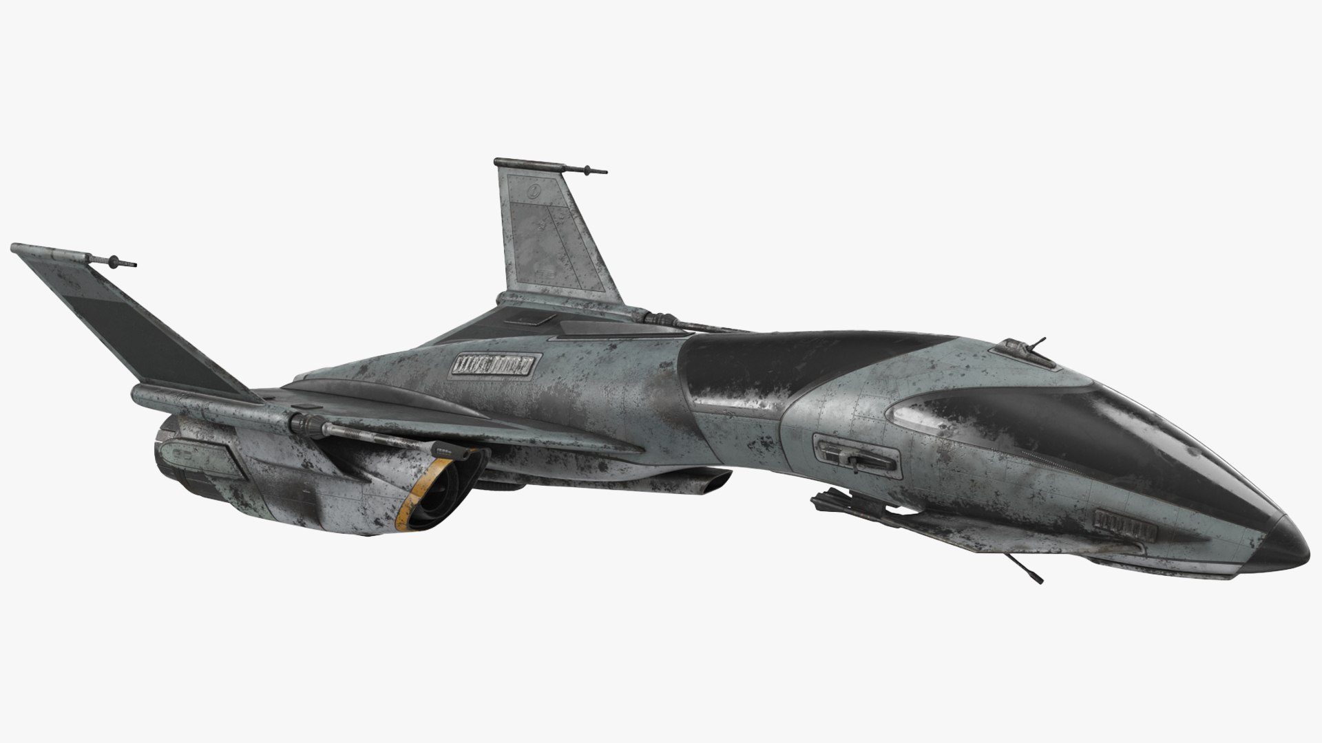 Dirty Futuristic Fighter Spaceship Rigged for Maya 3D model preview