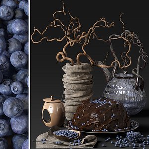 3D cake blueberry model