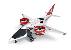Medical Ambulance Aircraft Electric TriCopter eVTOL with Interior 3D