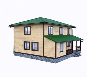 3D model wood wooden house
