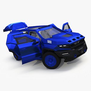 3D Rezvani 2024 Armored SUV Blue Rigged model