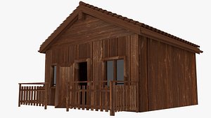 wood cabin house 3D model