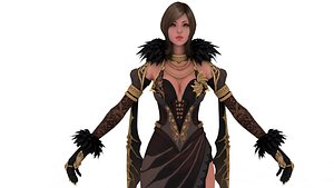 3D Female Fire Mage Rigged