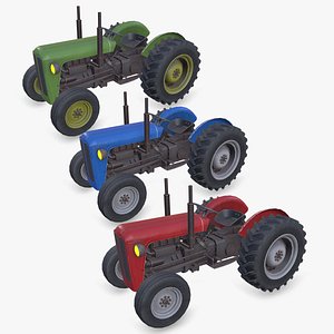 Old Generic Tractor Low-poly PBR 3D model