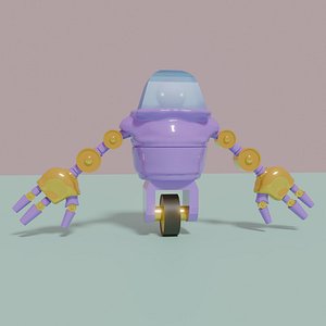 Big-armed robot with a monowheel 3D model