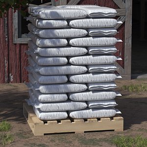 Stack of Bags with Bulk Material on Pallet model