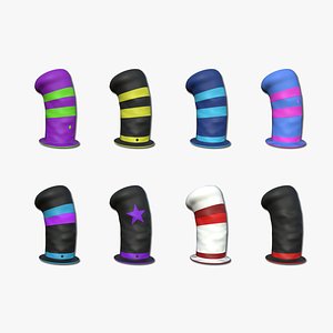 3D 08 Cartoon Long Hats Collection - Character Design Fashion