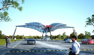 Futuristic Glass Butterfly Inspired Modern Toll Gate Entrance Architecture 790