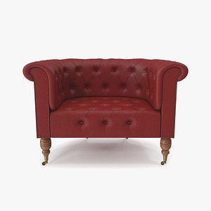 chesterfield armchair red 3D model
