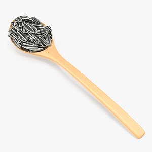 Wooden Spoon with Striped Sunflower Seeds