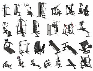 Gym Equipment Collection Fitness Equipment Collection 3D model