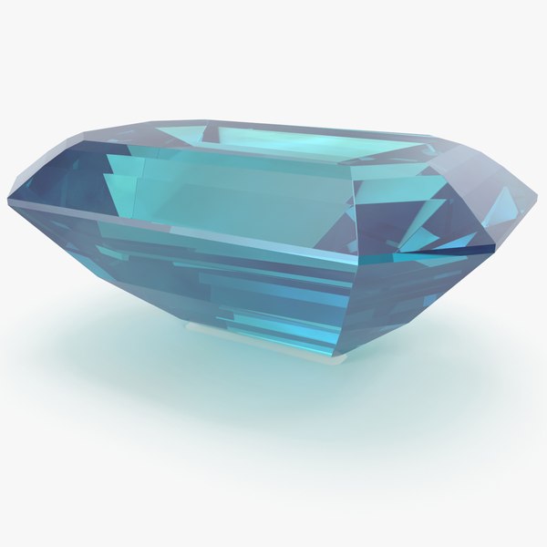 3D Emerald Cut Aquamarine model