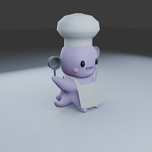 3D Chef Octo  Cute Octopus Chef 3D Character Model model
