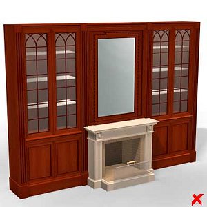 3dsmax bookcase fireplace
