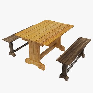 Table with Benches 3D model