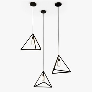 Modern 3-Light Triangle Pendant Light Filament Bulbs