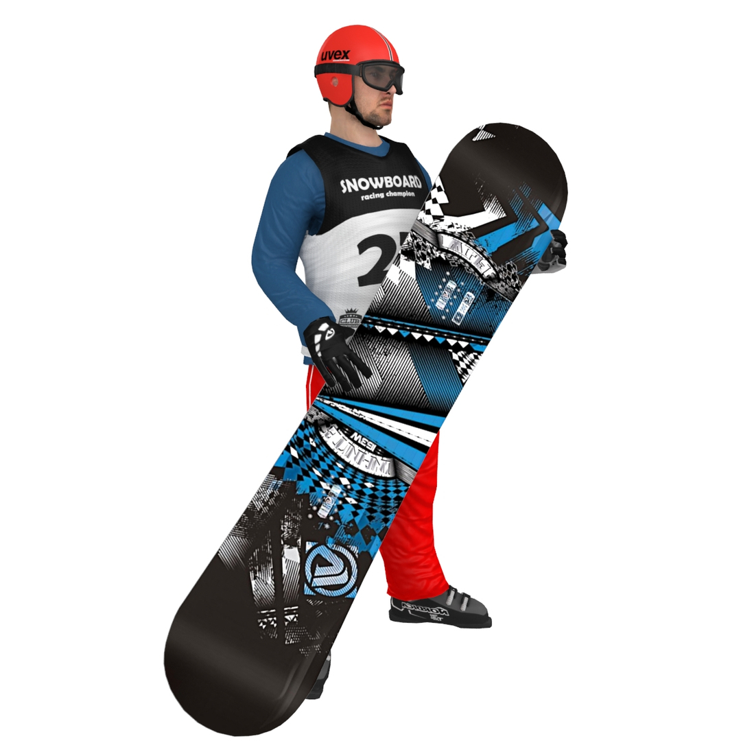 Rigged snowboarder board 3D - TurboSquid 1324538