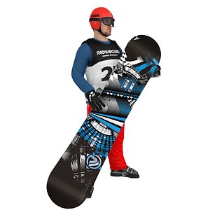 rigged snowboarder board 3D