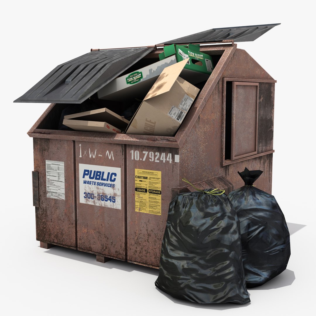 Garbage Dumpster with Bags 3D model