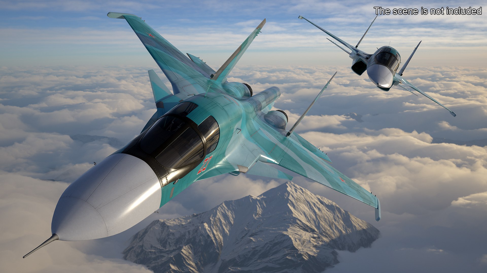 Sukhoi SU-34 Fighter Jet Rigged 3D model preview