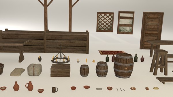 3D model Tavern inn props pack - 50 plus items collection - TurboSquid ...