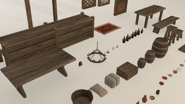 3D model Tavern inn props pack - 50 plus items collection - TurboSquid ...