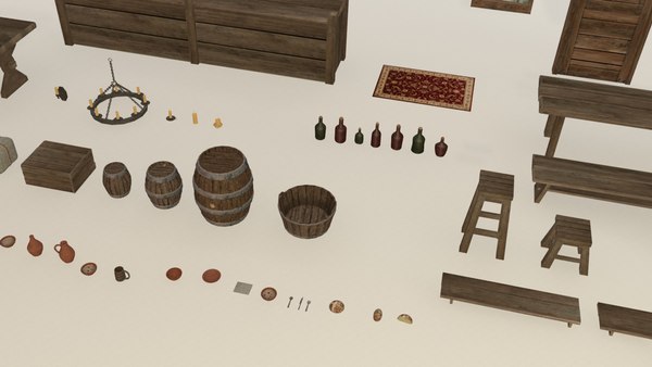 3D model Tavern inn props pack - 50 plus items collection - TurboSquid ...