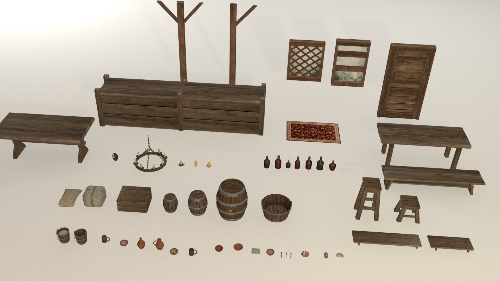 3d Model Tavern Inn Props Pack - 50 Plus Items Collection - Turbosquid 