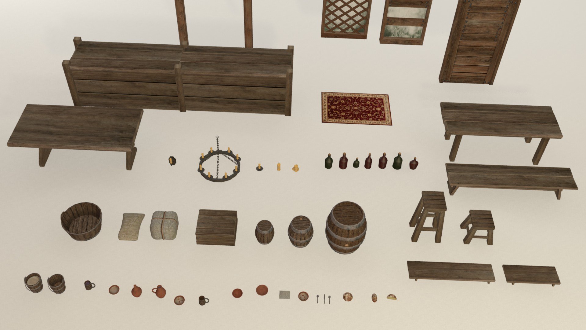 3D Model Tavern Inn Props Pack - 50 Plus Items Collection - TurboSquid ...